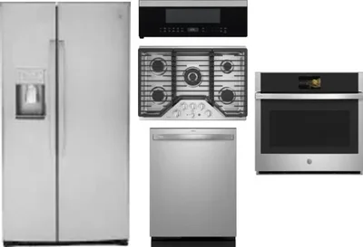 5 Piece Package Includes Refrigerator, Cooktop, Wall Oven, Microwave And Dishwasher